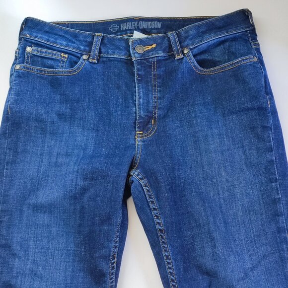 Harley -Davidson jeans women's size 29 denim blue mid rise slim boyfriend - Picture 2 of 16